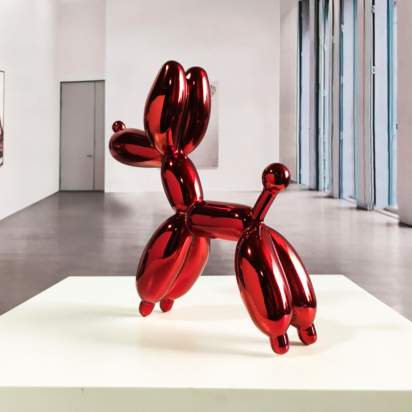 Red Dog Balloon 21 - Miguel Guía, Pop Art Nickel layer Sculpture 9