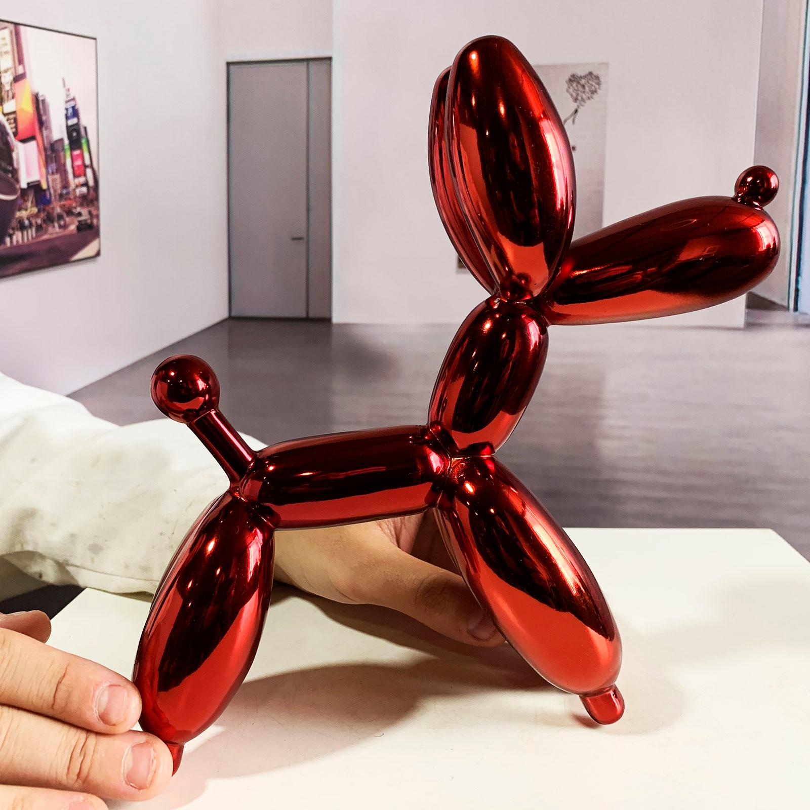 Red Dog Balloon 21 - Miguel Guía, Pop Art Nickel layer Sculpture 1