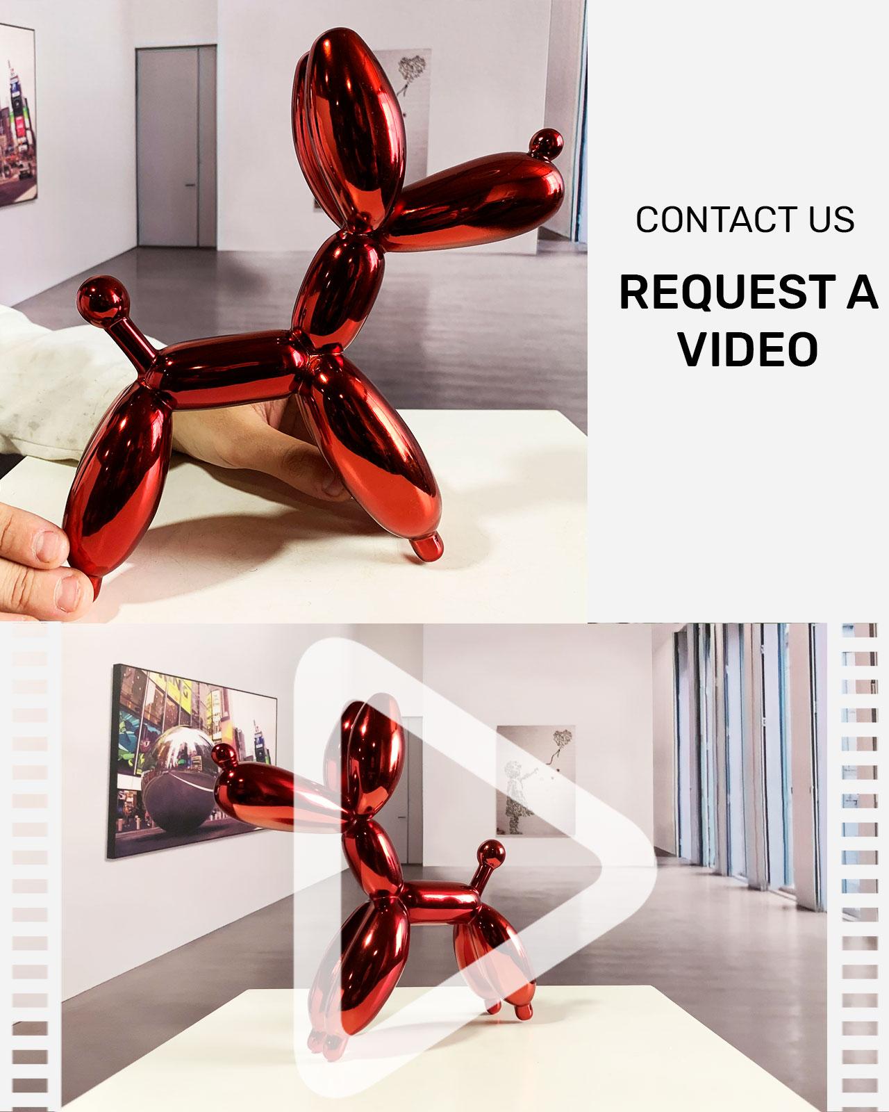 Red Dog Balloon 21 - Miguel Guía, Pop Art Nickel layer Sculpture 2