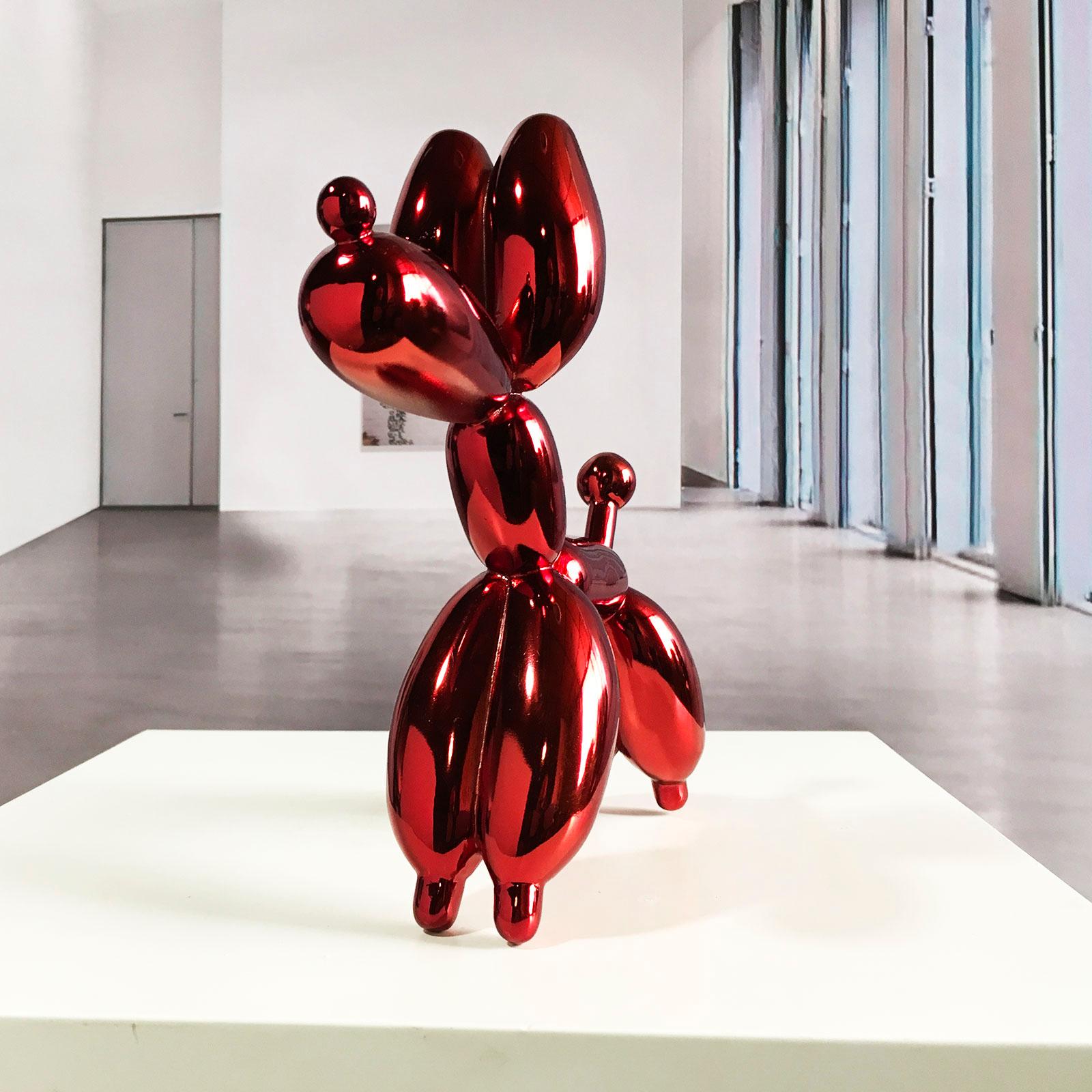 Red Dog Balloon 21 - Miguel Guía, Pop Art Nickel layer Sculpture 4