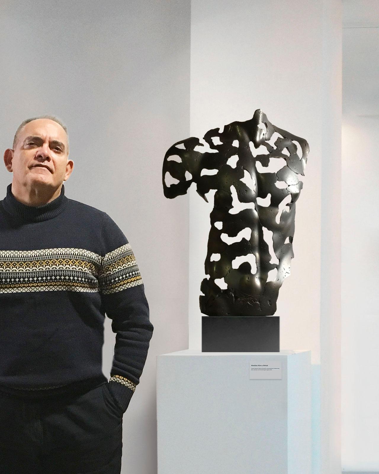 The Essence of Masculinity - Miguel Guía Expressionist Bronze layer Sculpture For Sale 1