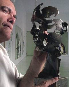 Der Mann der Zukunft - Miguel Guía Expressionistische Bronzeschicht Skulptur