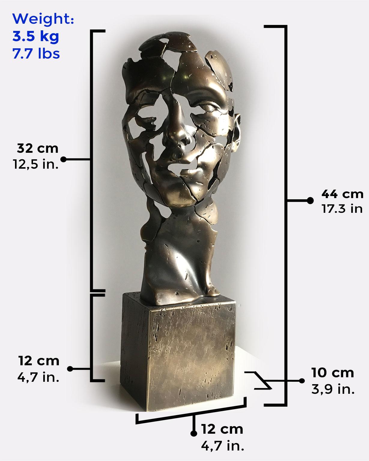 The man of the future - Miguel Guía Expressionist Bronze layer Sculpture 3