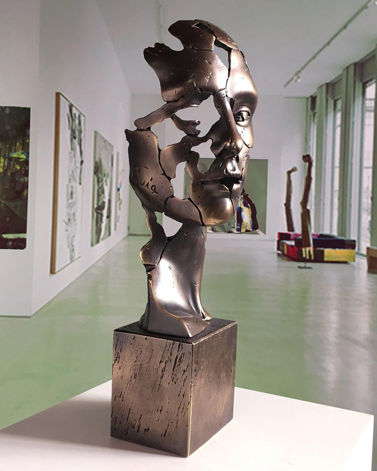 The man of the future - Miguel Guía Expressionist Bronze layer Sculpture For Sale 3