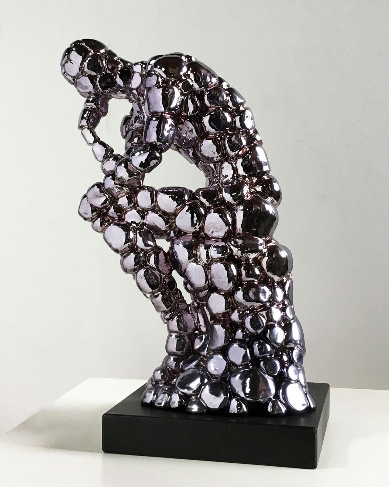 Thinker Rodin as an excuse Nickel - Miguel Guía, Pop Art, Nickel layer Sculpture 3