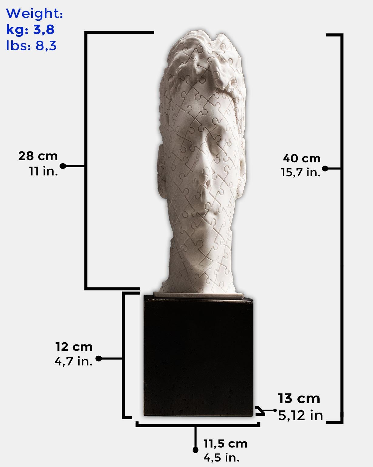 We are an enigma - Miguel Guía Realism compacted marble powder Sculpture For Sale 1