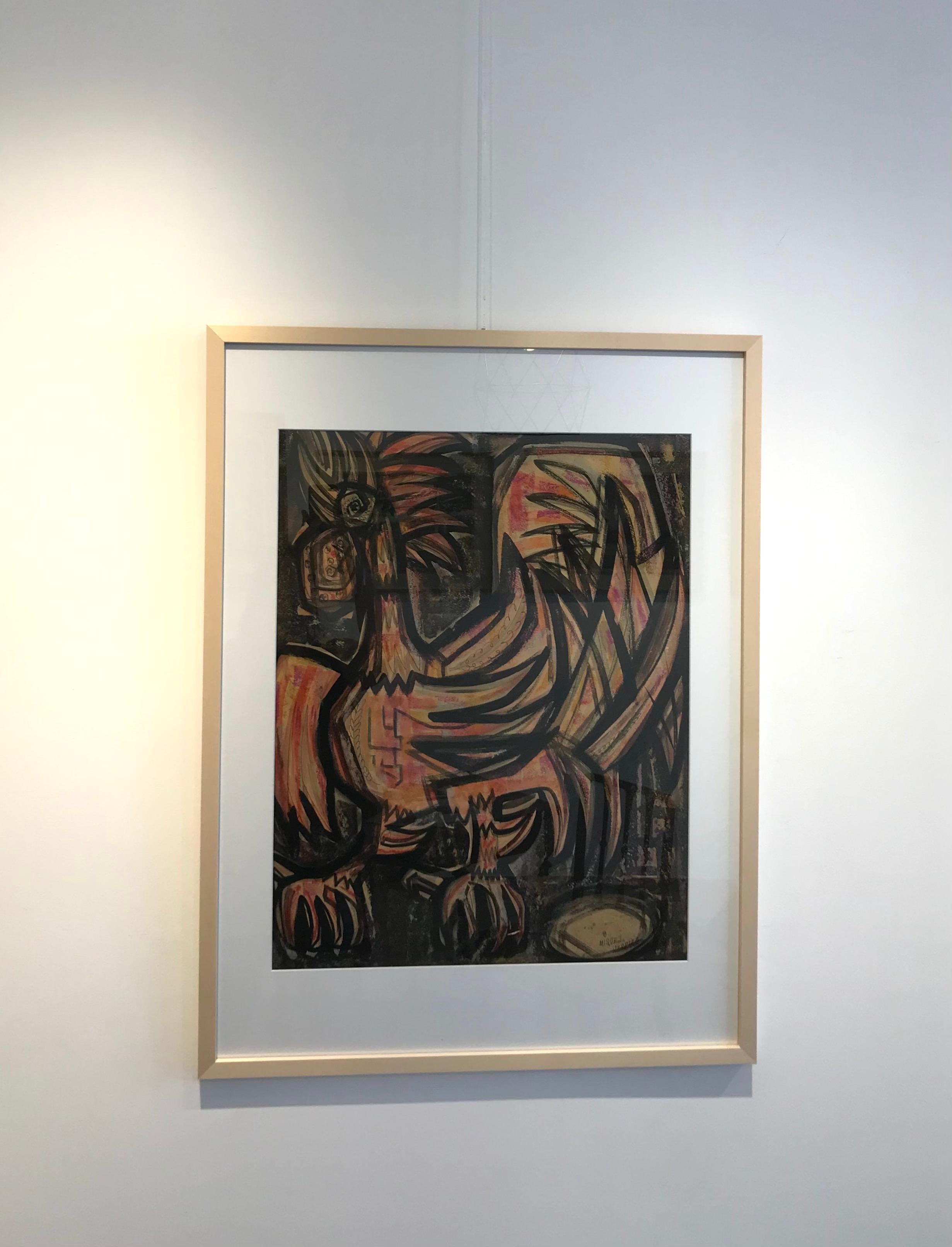 Gallo de Miguel Herrero Muniesa - Gouache sobre papel 60x47 cm 1