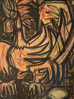 Rooster by Miguel Herrero Muniesa - Gouache on paper 60x47 cm