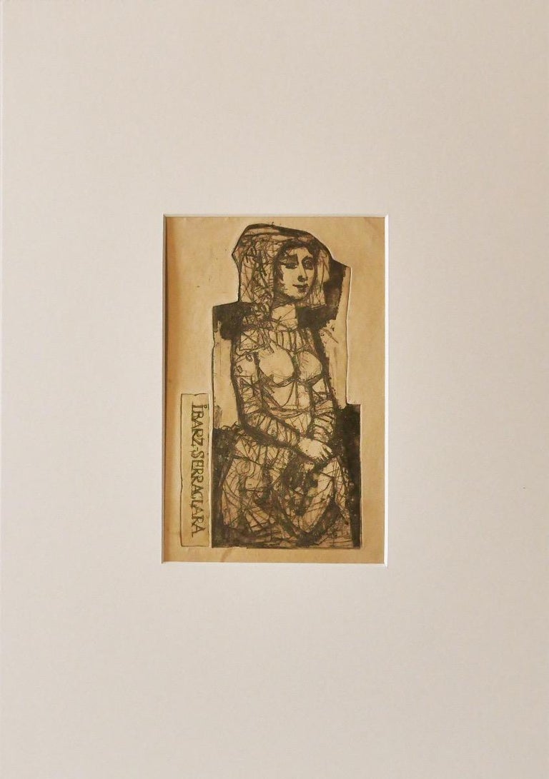 The Girl - Original Etching by Miguel Ibarz - 1960s - Print by Miguel Ibarz Roca