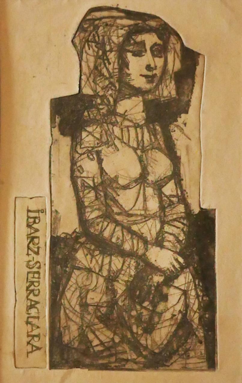 Miguel Ibarz Roca Portrait Print - The Girl - Original Etching by Miguel Ibarz - 1960s