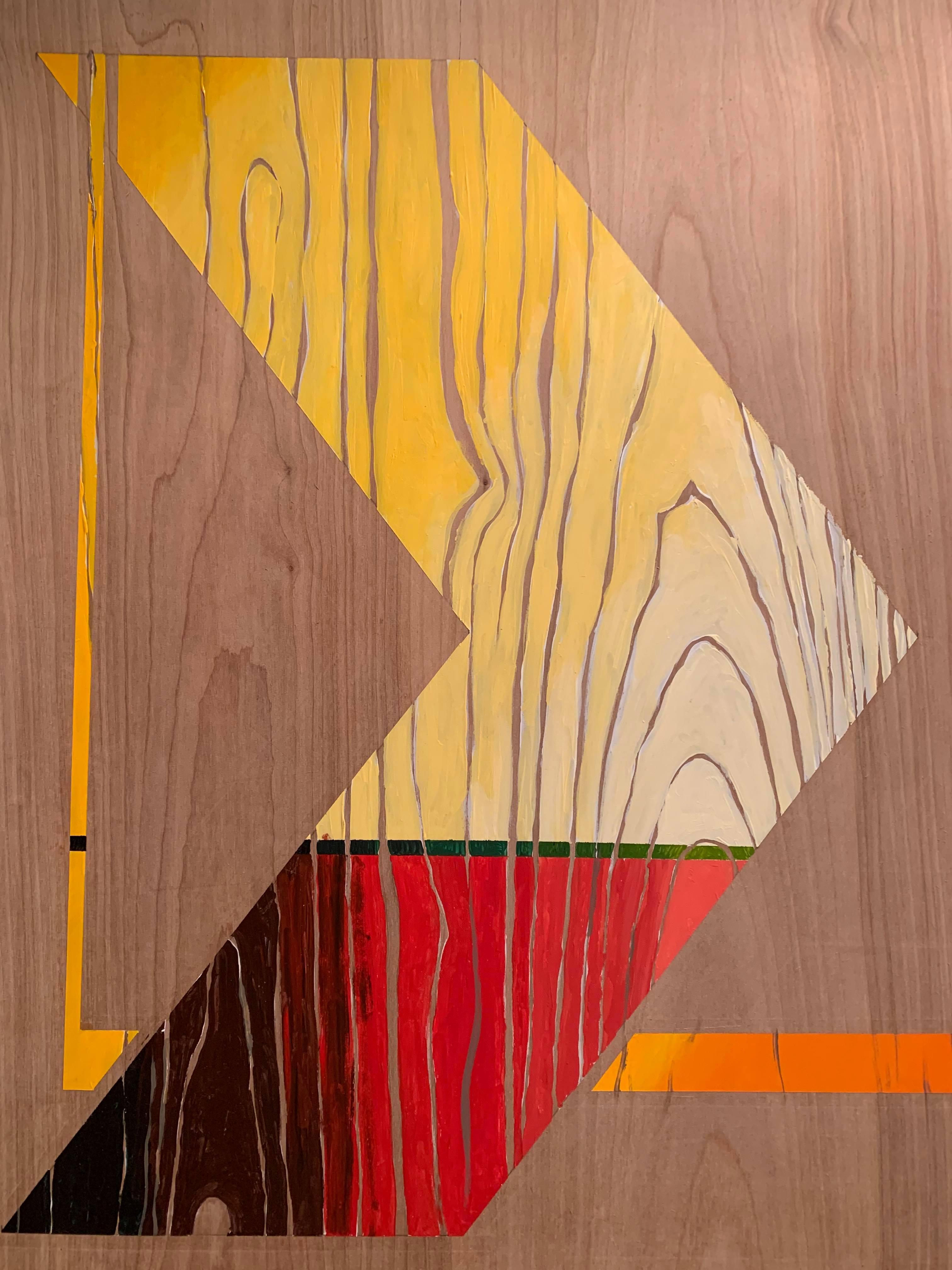Miguel Martinez- Riddle Landscape Painting – Pop-Art-Gemälde – scharfe Kurve (Middle)