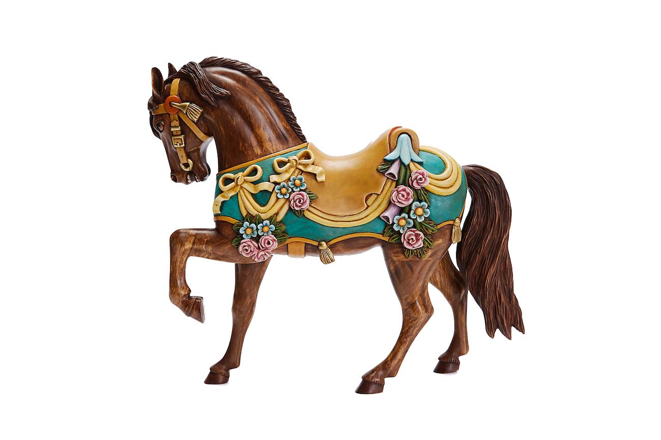 Caballo Carrusell / Carousell Pferd – mexikanische Volkskunst  Kaktus Fine Art (Braun), Figurative Sculpture, von Miguel Martinez