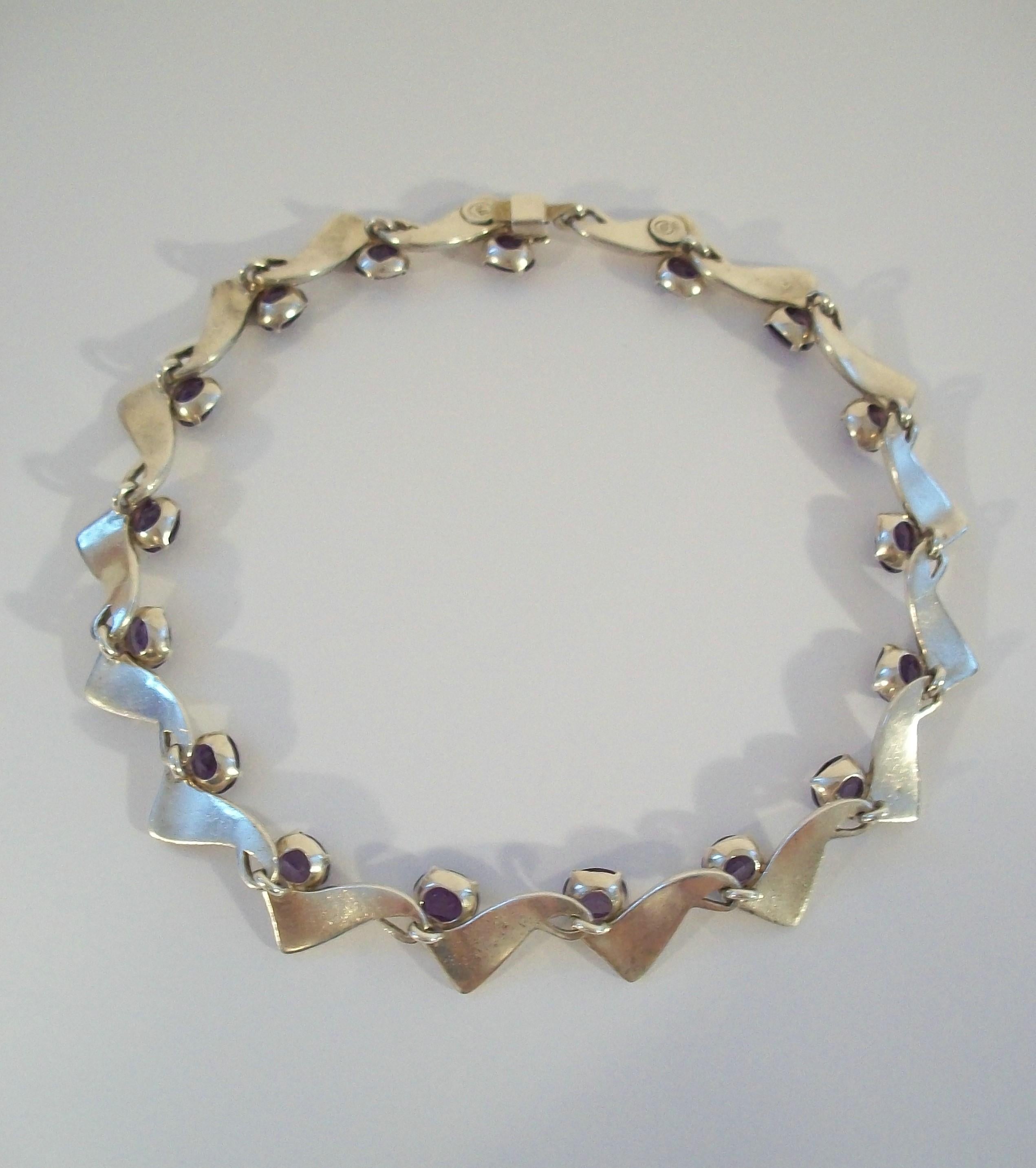 MIGUEL MELENDEZ - Sapphire & Sterling Silver Necklace - Mexico - Circa 1970's For Sale 7