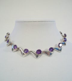 MIGUEL MELENDEZ - Sapphire & Sterling Silver Necklace - Mexico - Circa 1970's