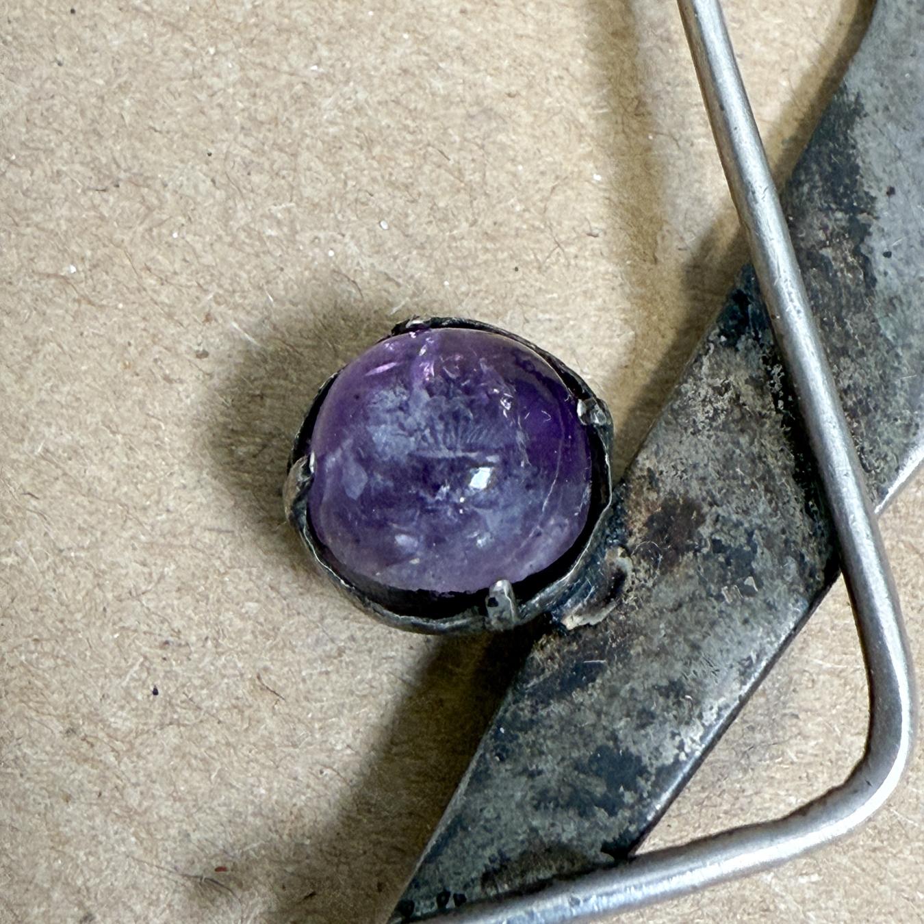 1970s Miguel Melendez Sterling Silver Amethyst Brooch For Sale 4
