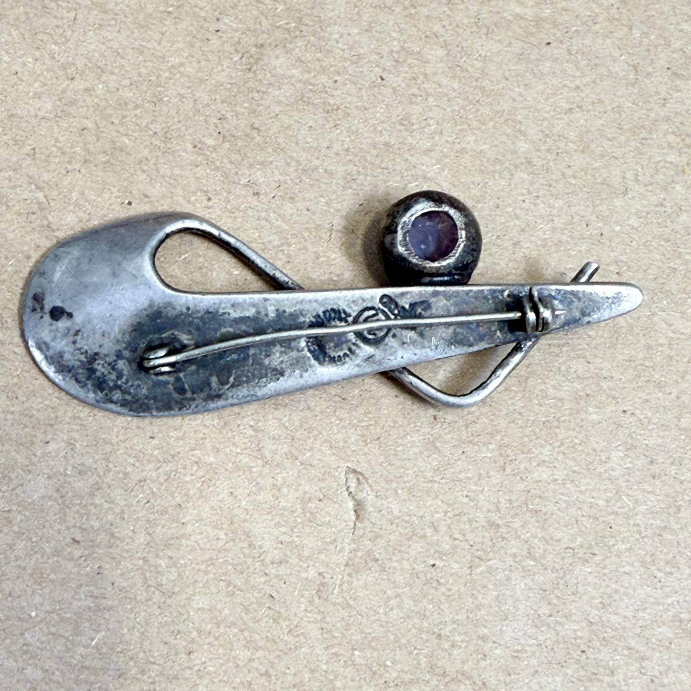 1970s Miguel Melendez Sterling Silver Amethyst Brooch For Sale 7