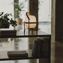 Miguel Milá 'Cestita Bateria' Tragbare Lampe aus Kirsche und Glas für Santa & Cole