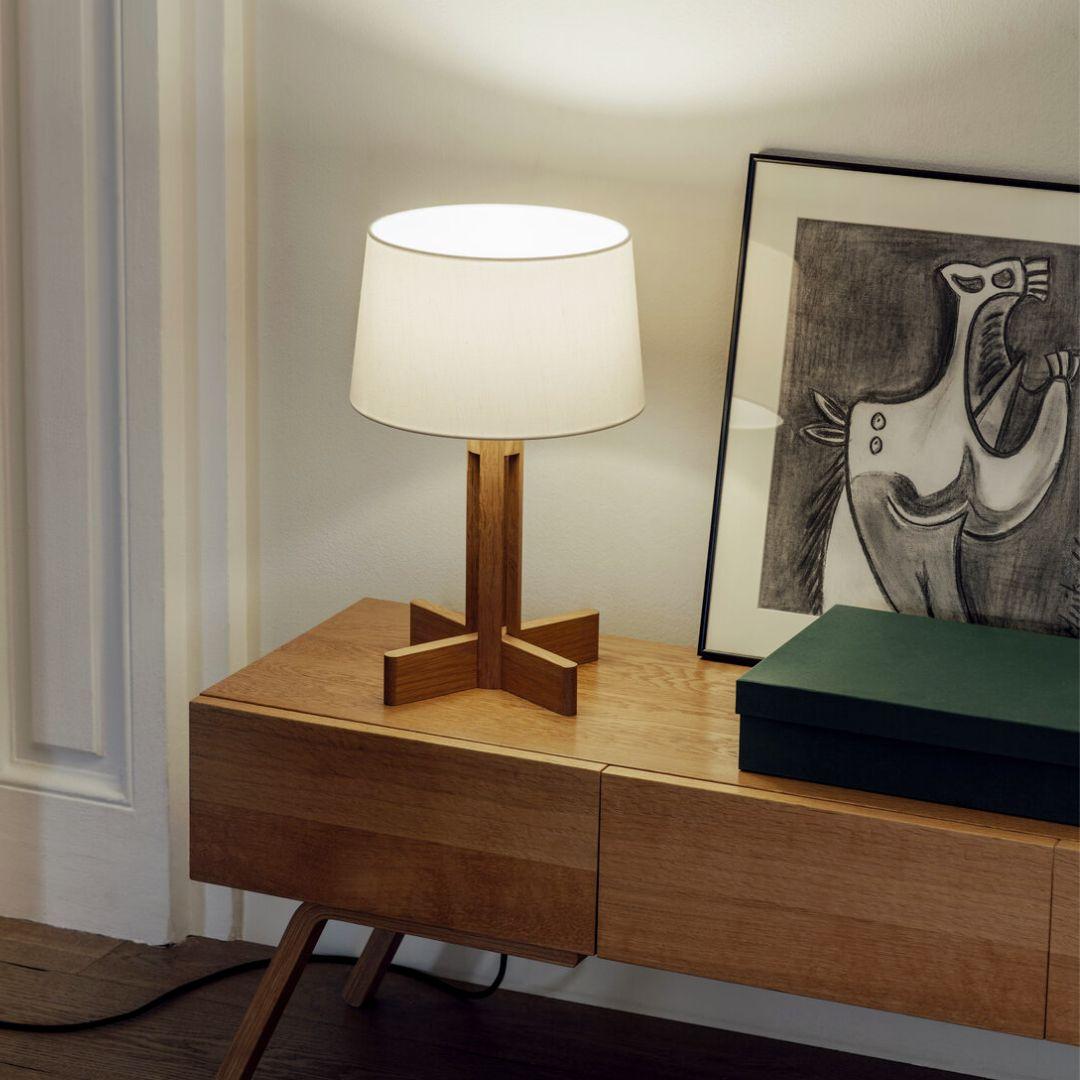 Miguel Milá 'FAD Menor' table lamp in oak and white linen for Santa & Cole

Founded in 1985 in Barcelona, Santa & Cole produces iconic pieces by such luminaries as llmari Tapiovaara, Miguel Milá and other European icons with a commitment to
