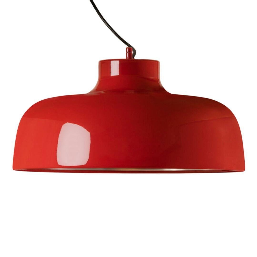 Mid-Century Modern Lampe pendante Miguel Milá ''M68'' en aluminium rouge pour Santa & Cole en vente