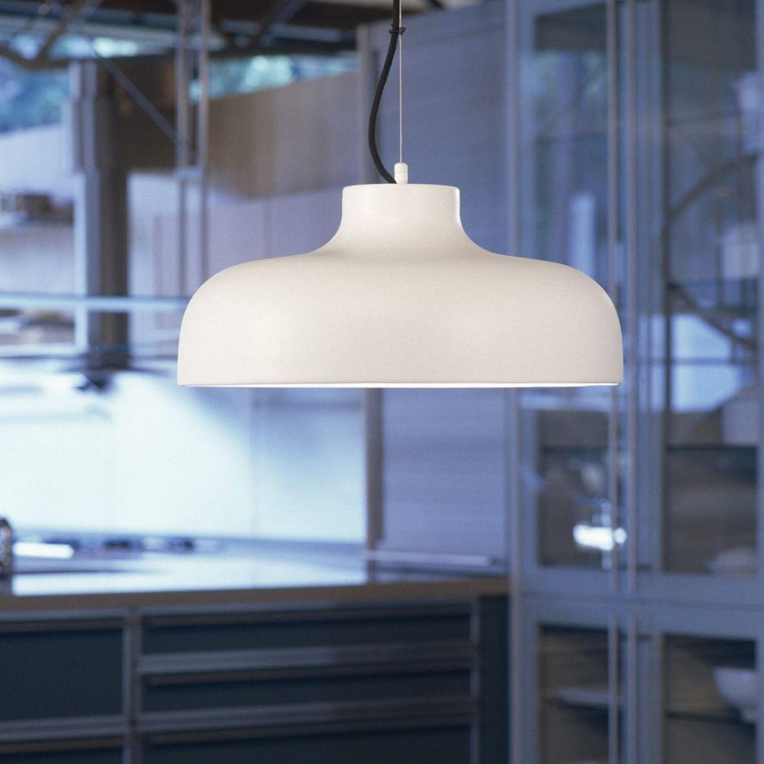 Mid-Century Modern Miguel Milá 'M68' Pendant Lamp in White Aluminum for Santa & Cole For Sale