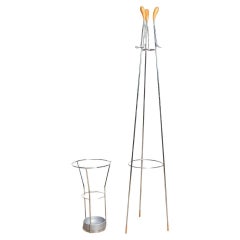 Miguel Milà Set of Standing Coat Rack and Umbrella Holder, circa 1990