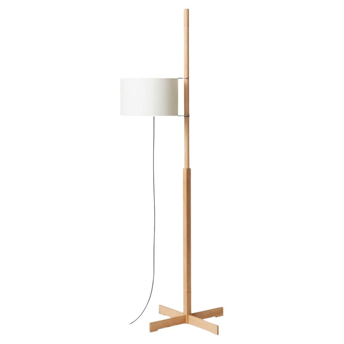 Miguel Milá 'Tmm' Floor Lamp in Beech Wood and White Parchment for Santa & Cole For Sale