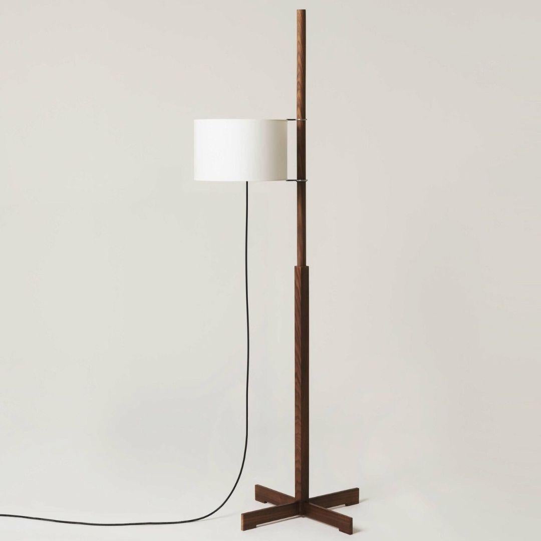 Contemporary Miguel Milá 'TMM' Floor Lamp in Walnut and White Parchment for Santa & Cole For Sale