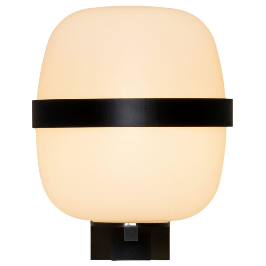Mid-Century Modern Miguel Milá 'Wally Cesta' Wall Lamp in Opal and Black for Santa & Cole For Sale