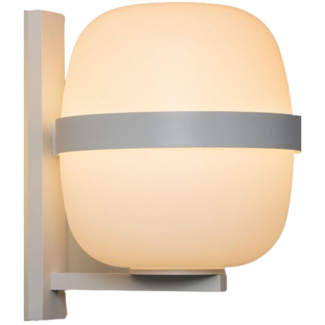 Contemporary Miguel Milá 'Wally Cestita' Wall Lamp in Opal Glass and Black for Santa & Cole For Sale