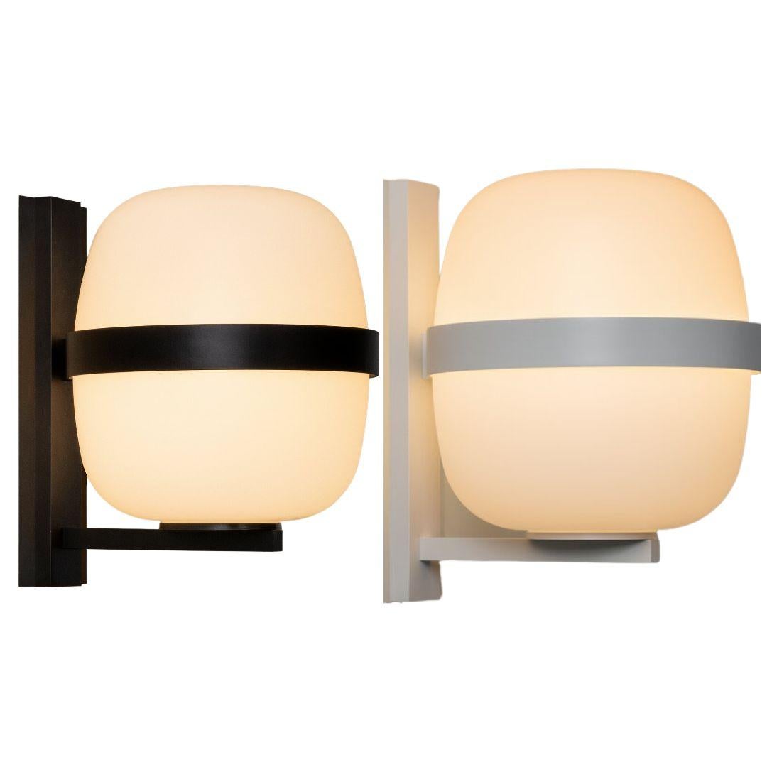 Miguel Milá 'Wally Cestita' Wall Lamp in Opal Glass and White for Santa & Cole In New Condition For Sale In Glendale, CA