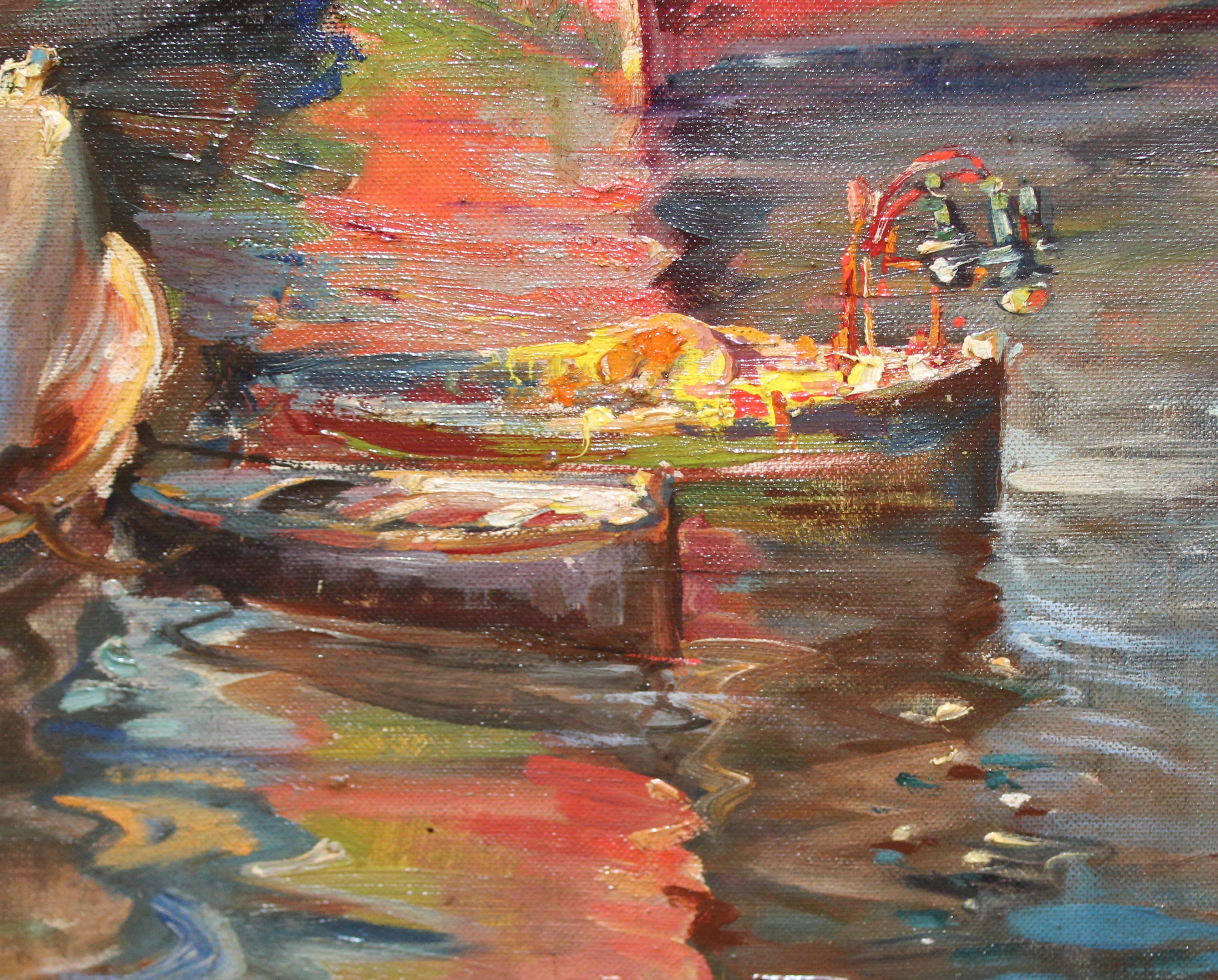 Escena portuaria - Óleo sobre tela en venta 5