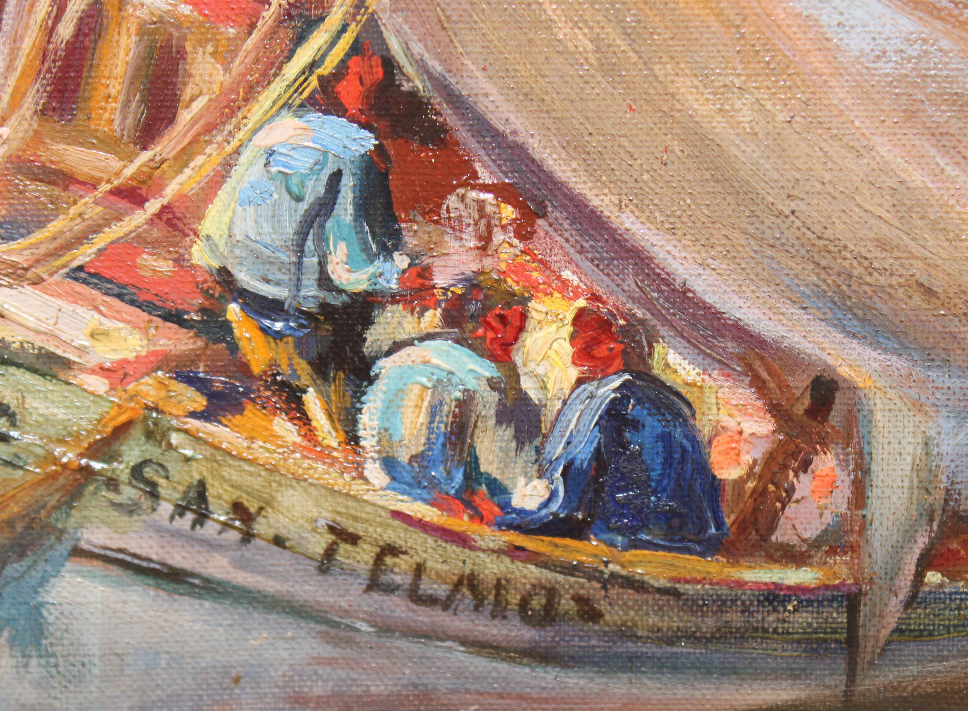 Escena portuaria - Óleo sobre tela en venta 3