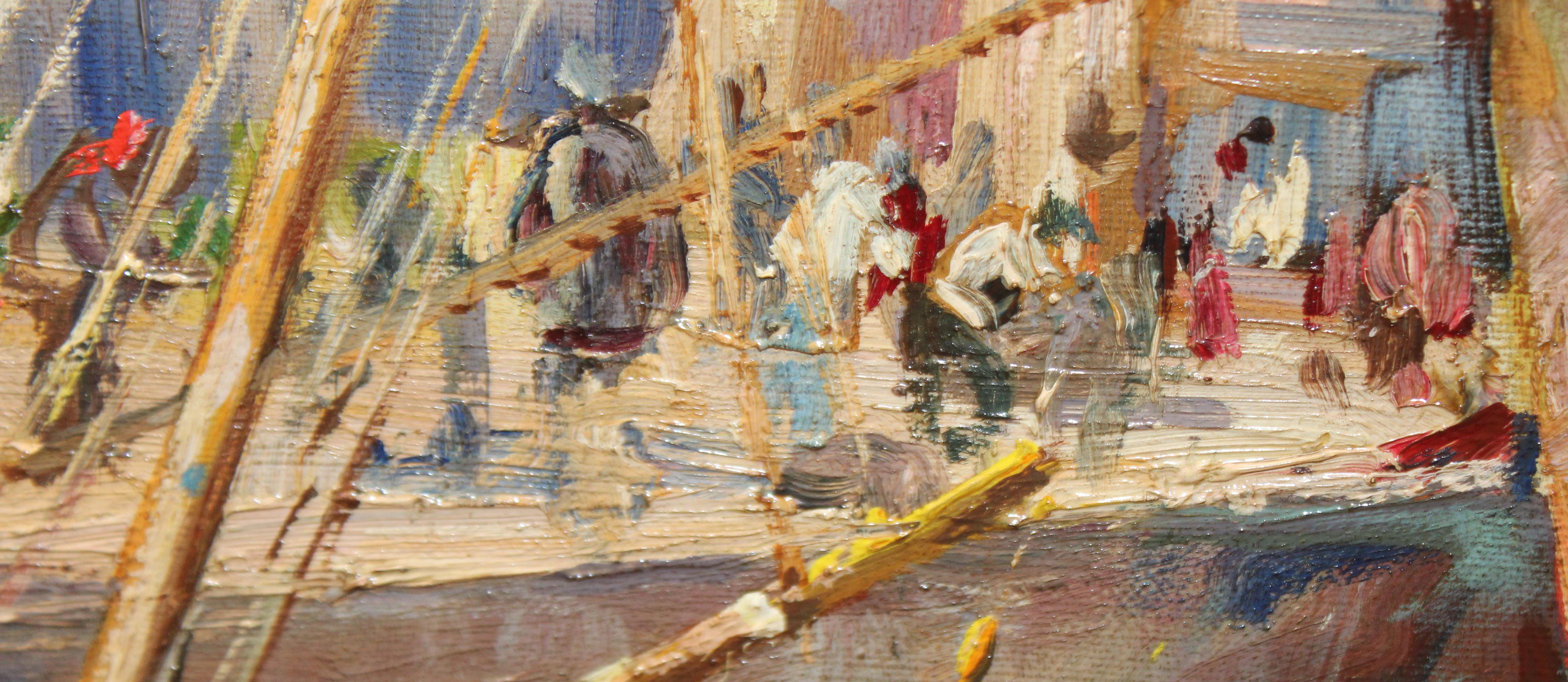 Escena portuaria - Óleo sobre tela en venta 4