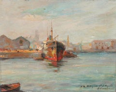 Escena portuaria - Óleo sobre tela