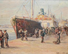ESperando el embarque - Óleo sobre tela