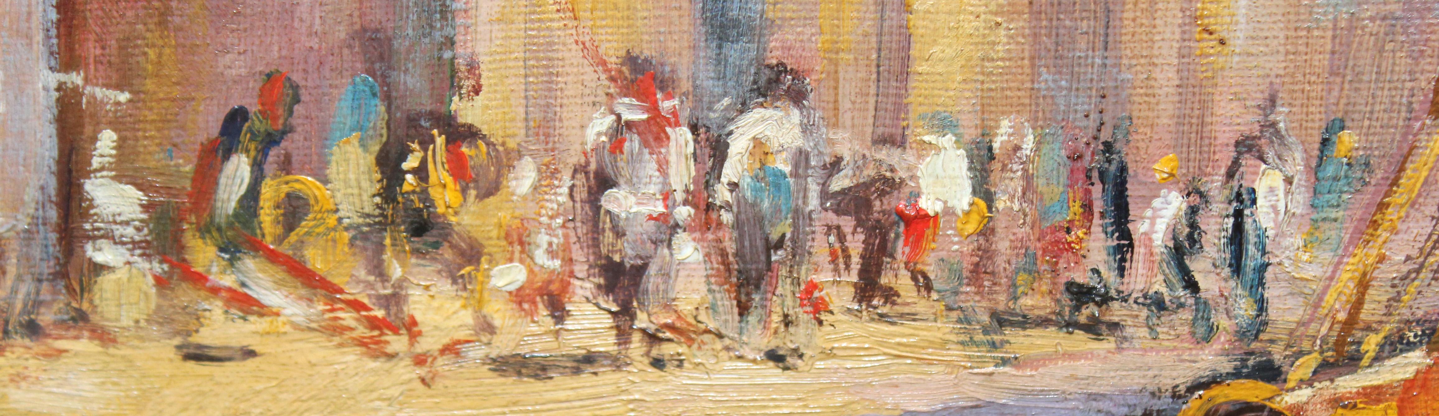 Puerto de Barcelona - Óleo sobre tela en vente 3