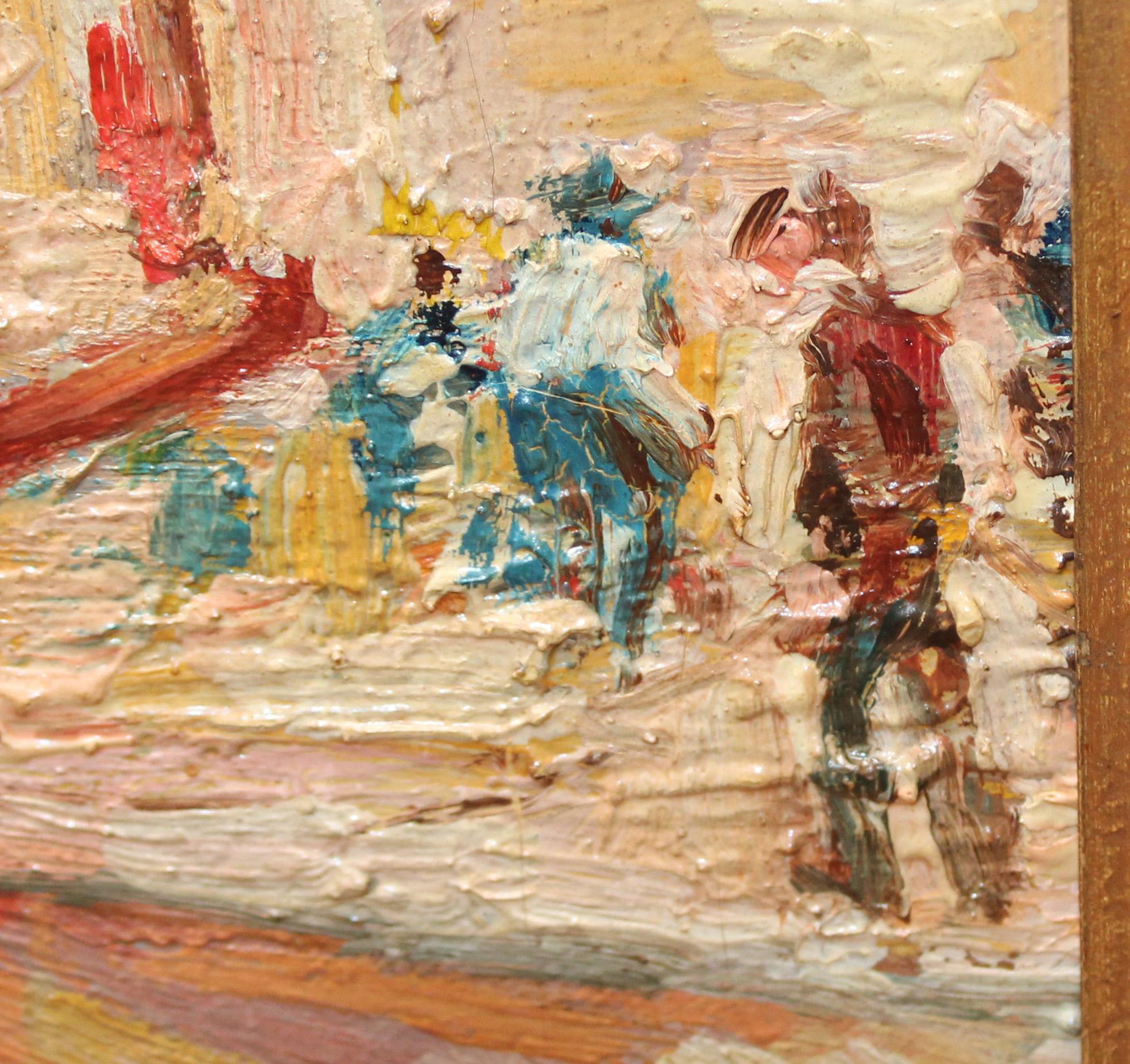 Puerto de Barcelona - Óleo sobre tela en vente 4