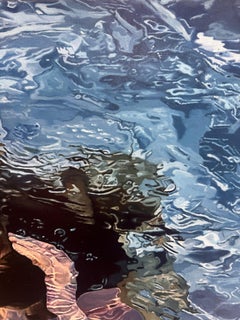 Underwater Siren, Photorealistic Figurative Swimmer Painting, Oil on Canvas