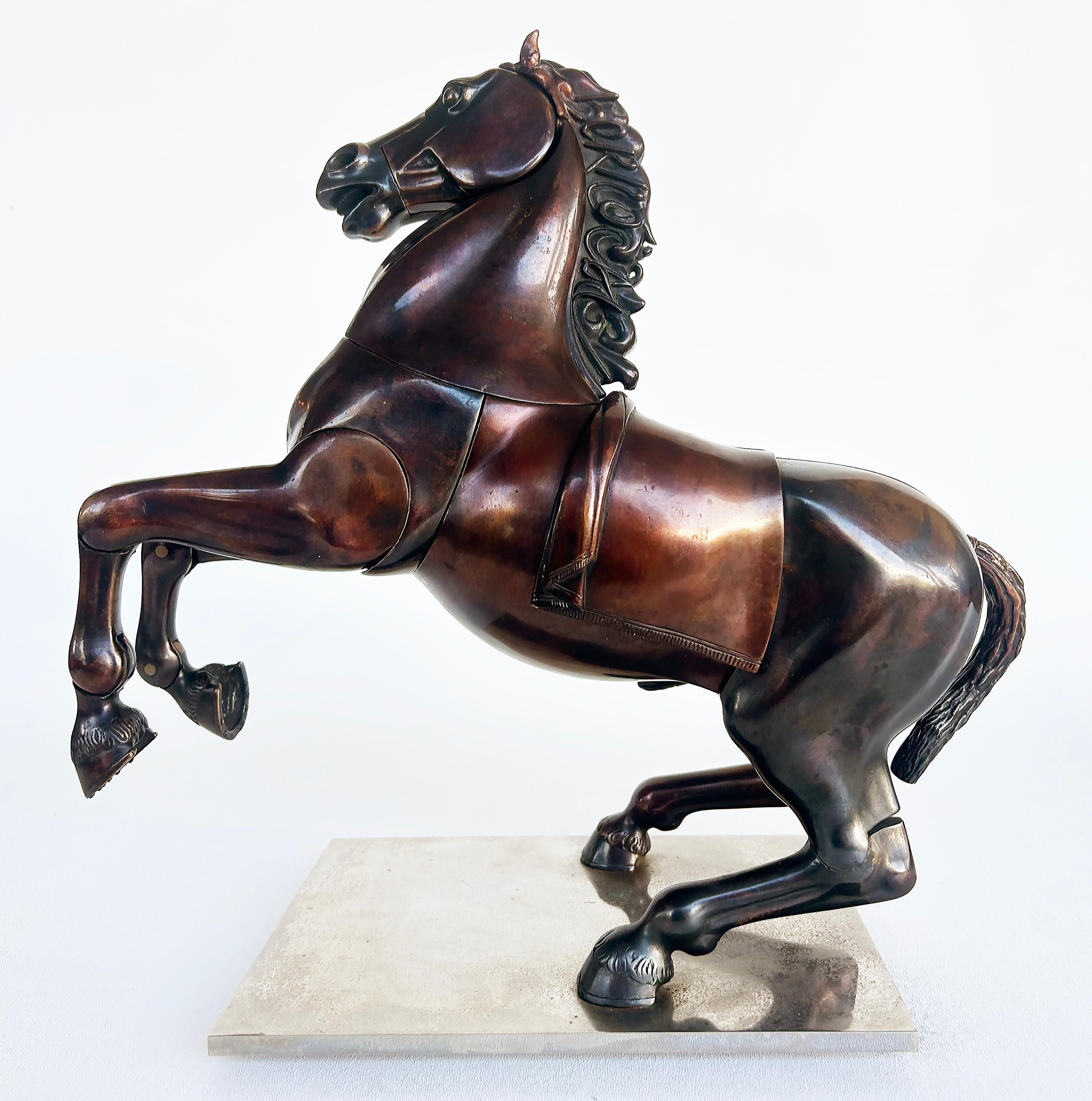 Spanish Miguel Ortiz Berrocal Bronze Horse Sculpture 