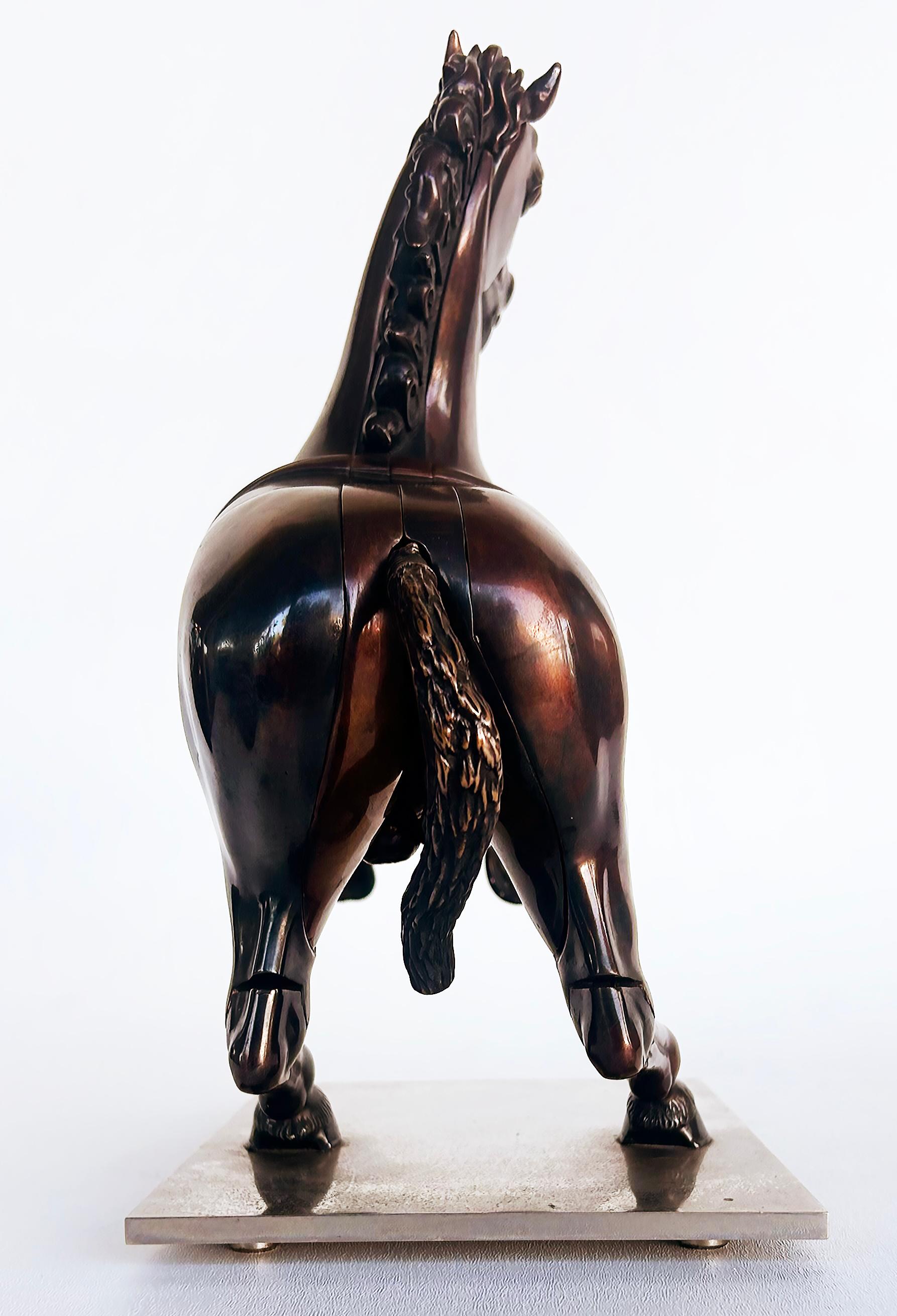 Metal Miguel Ortiz Berrocal Bronze Horse Sculpture 