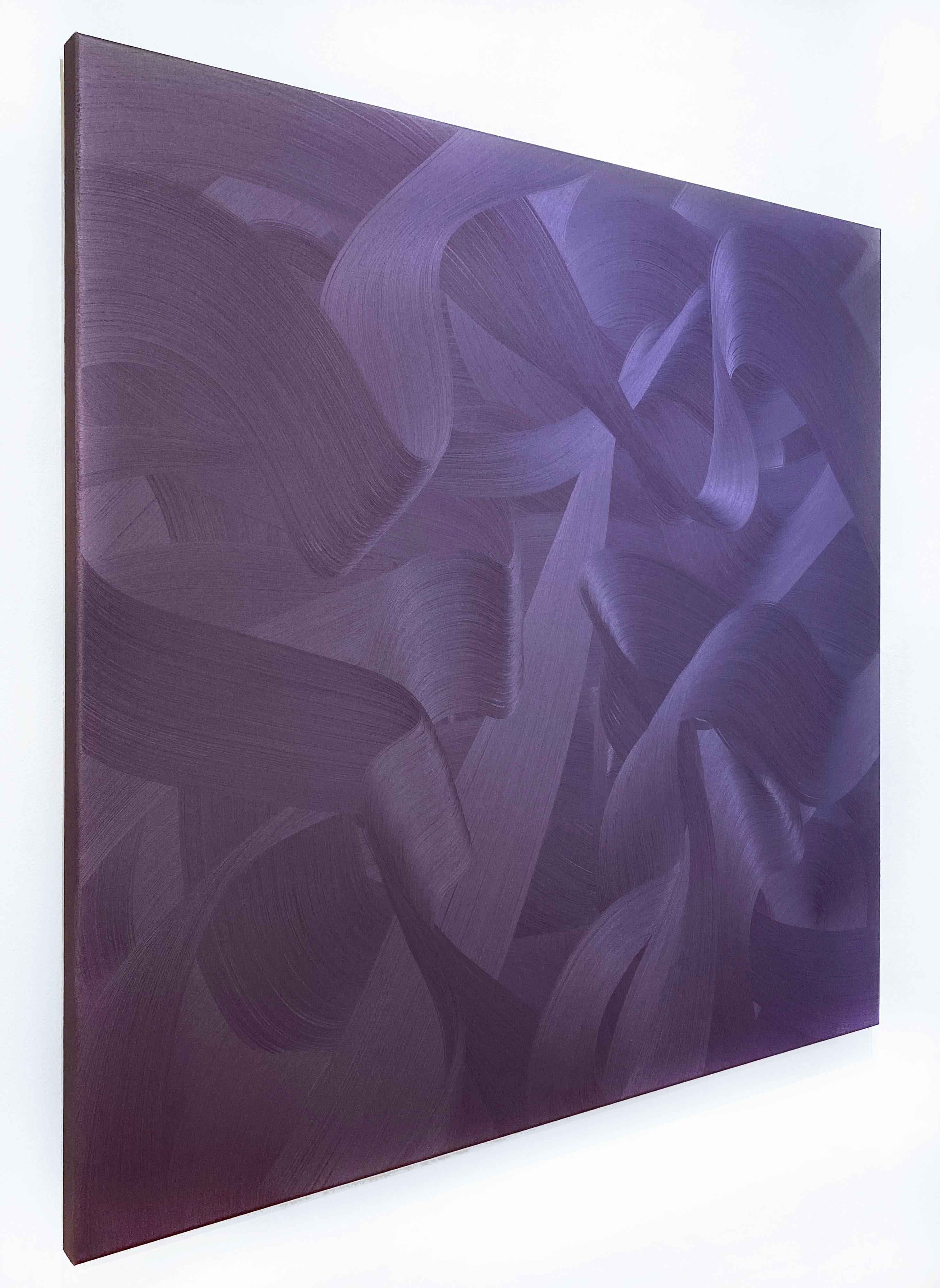 Violet Detour - Gray Abstract Painting by Miguel Osuna