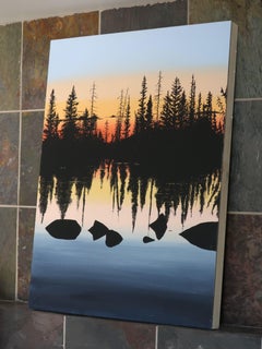 Peinture - lac en améthyste, acrylique sur panneau de bois