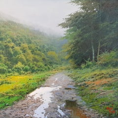 Contemporary Landscape Painting 'Spring Rain' a Spanish artist Miguel Peidro