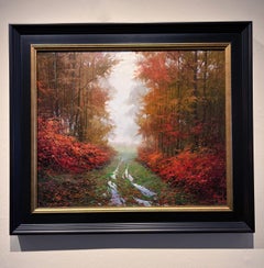 Miguel Peidro, "Color and Fog", 18x22 Autumn Forest Landscape Oil Painting