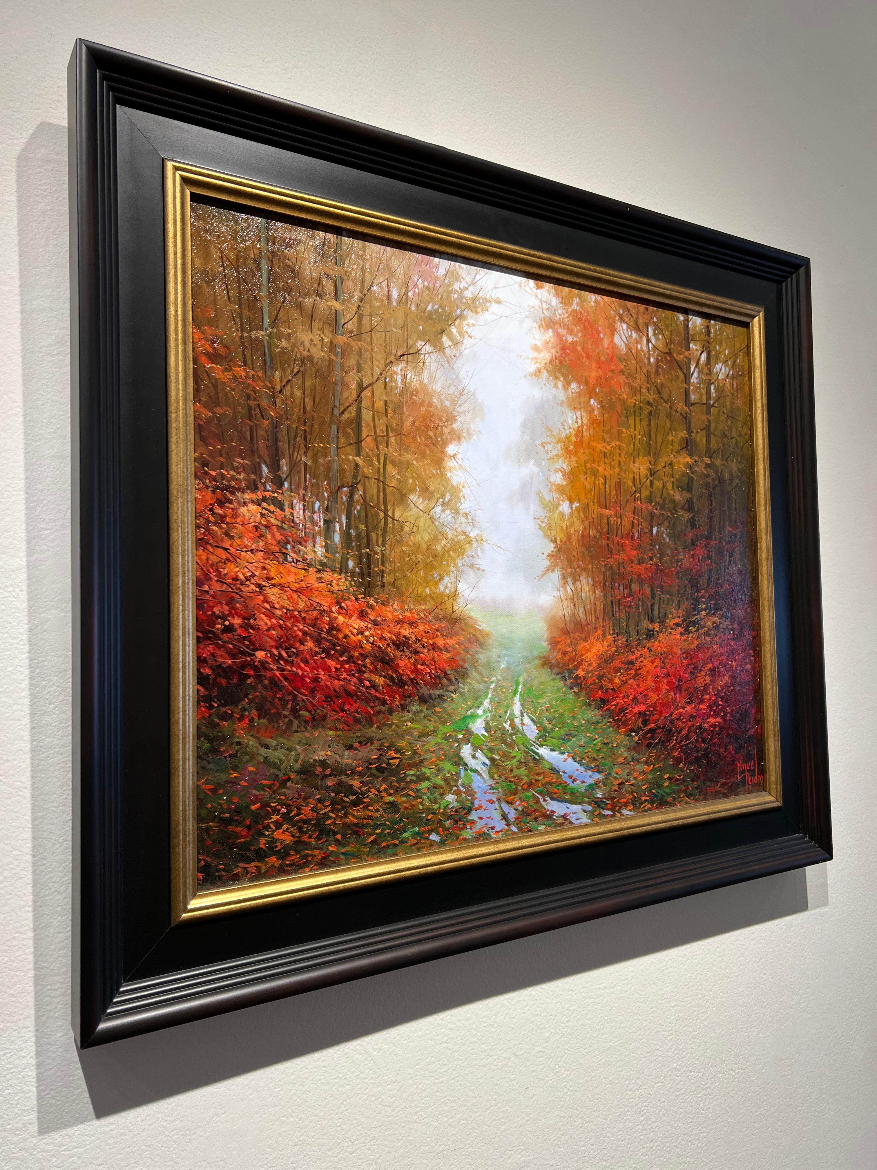 « Color and Fog », peinture à l'huile de Miguel Peidro, paysage de forêt d'automne 18 x 22 en vente 1