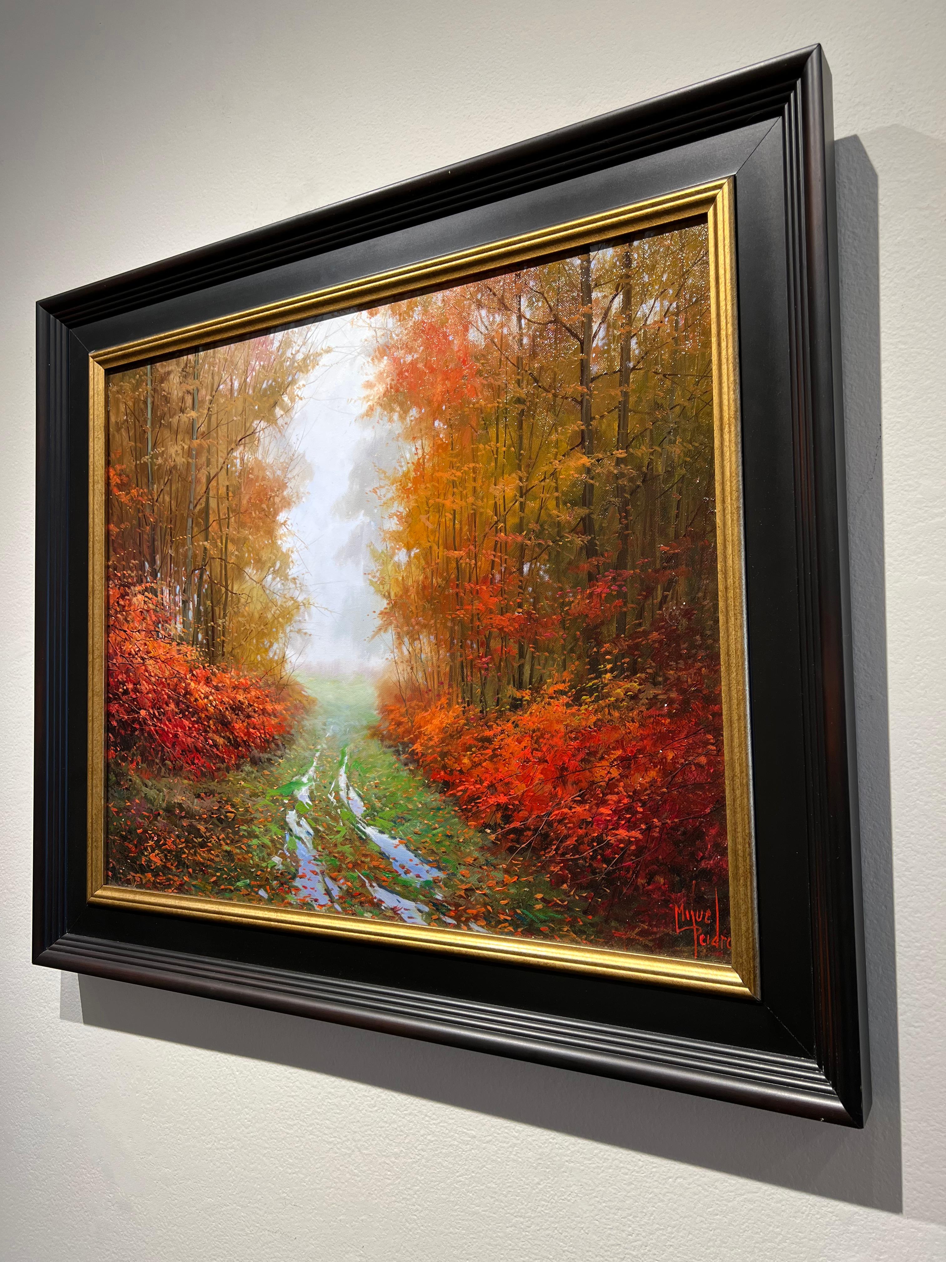 « Color and Fog », peinture à l'huile de Miguel Peidro, paysage de forêt d'automne 18 x 22 en vente 2