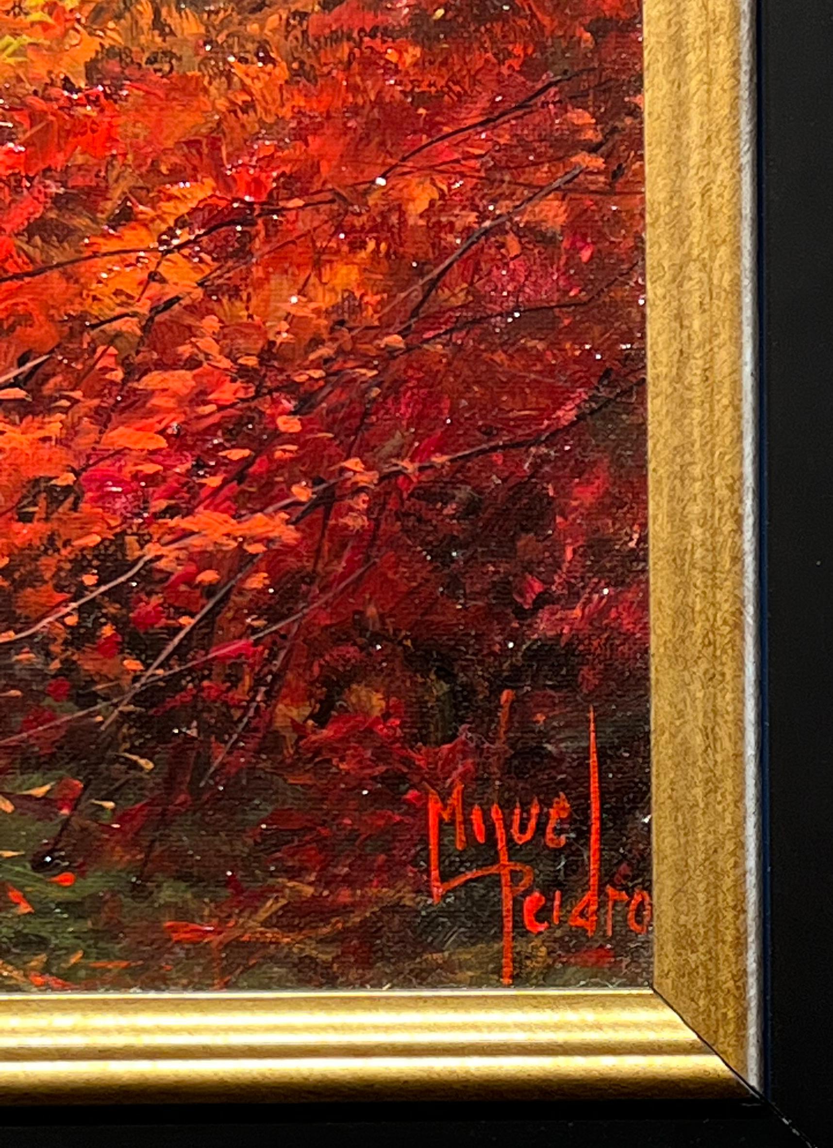 « Color and Fog », peinture à l'huile de Miguel Peidro, paysage de forêt d'automne 18 x 22 en vente 5