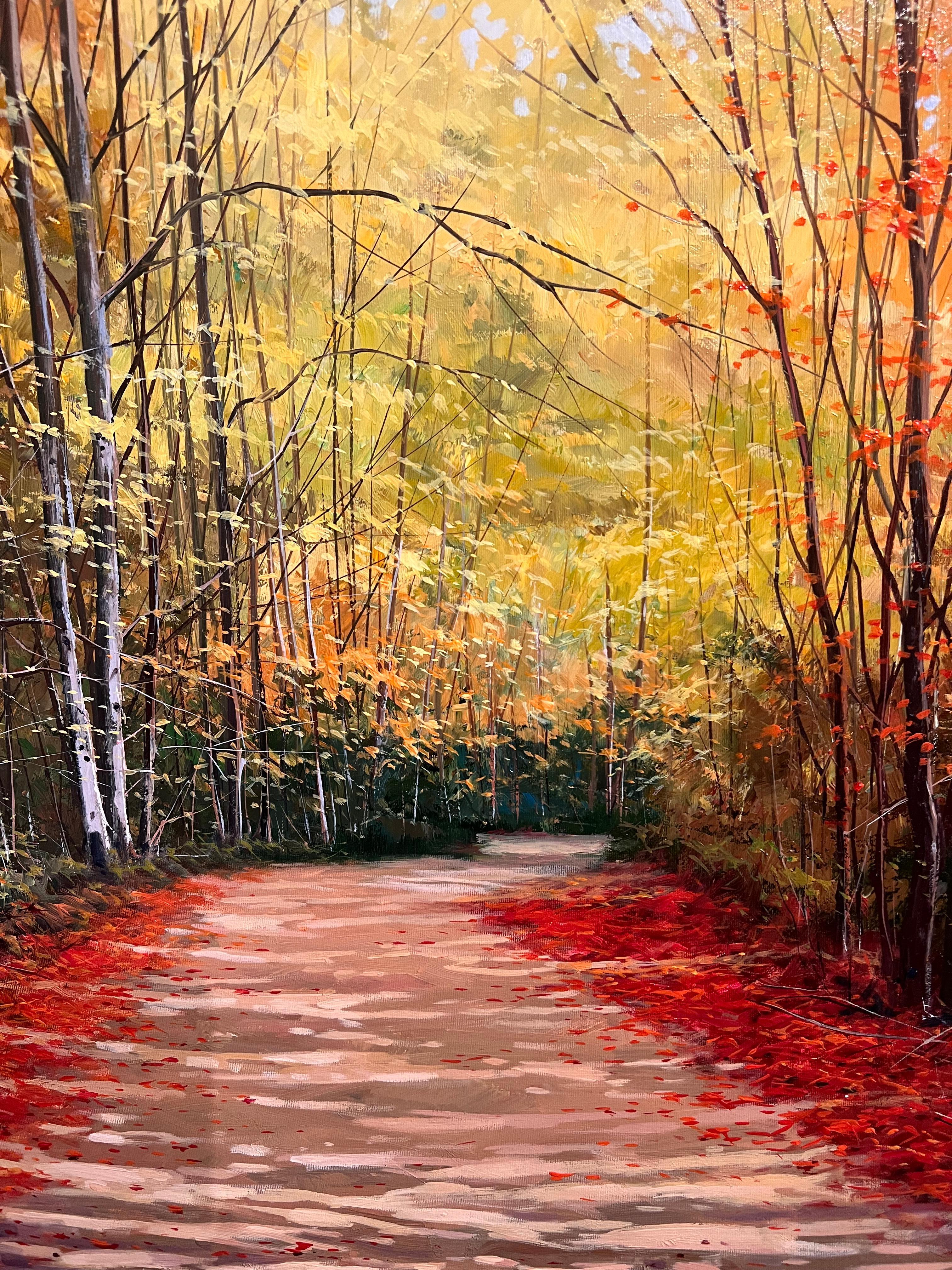 Paseo por el bosque (Marche dans la forêt) - Impressionnisme Painting par Miguel Peidro