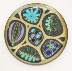 Miguel Pineda Copper Enamel Mexican Modern Abstract Plate Charger