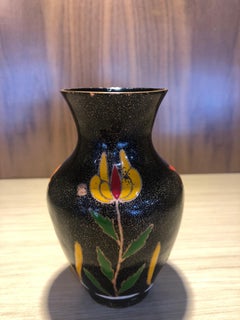 Miguel Pineda Enamel on Copper Modernist Vase and Two Dishes